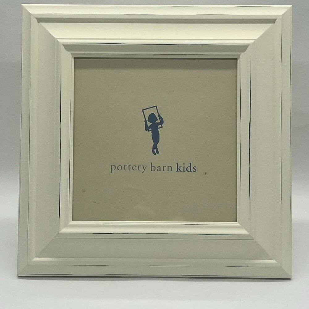 Pottery Barn Kids Square Distressed White Picture Frame 8x8 Photo VGUC